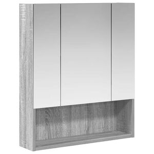vidaXL K&uacute;peľňov&aacute; zrkadlov&aacute; skrinka Siv&yacute; Sonoma 60 x 14.5 x 70 cm