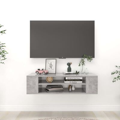 vidaXL Závesná TV skrinka, betónová 100x30x26,5 cm, kompozitné drevo