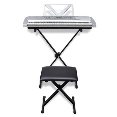 Elektronický keyboard, nastaviteľný stojan na klávesy a stolička