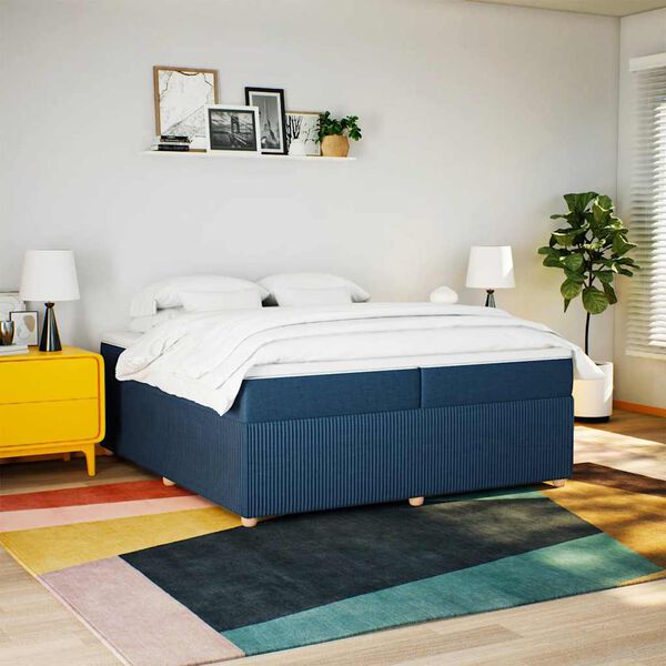 vidaXL Boxspring posteľ s matracom modr&aacute; 200x200 cm l&aacute;tka