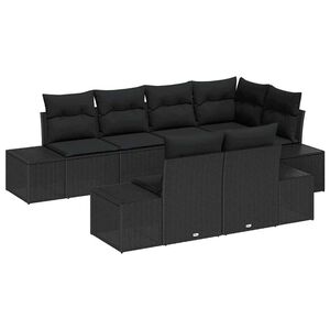 vidaXL S&uacute;prava z&aacute;hradn&yacute;ch pohoviek 7 ks Čierna polyratan