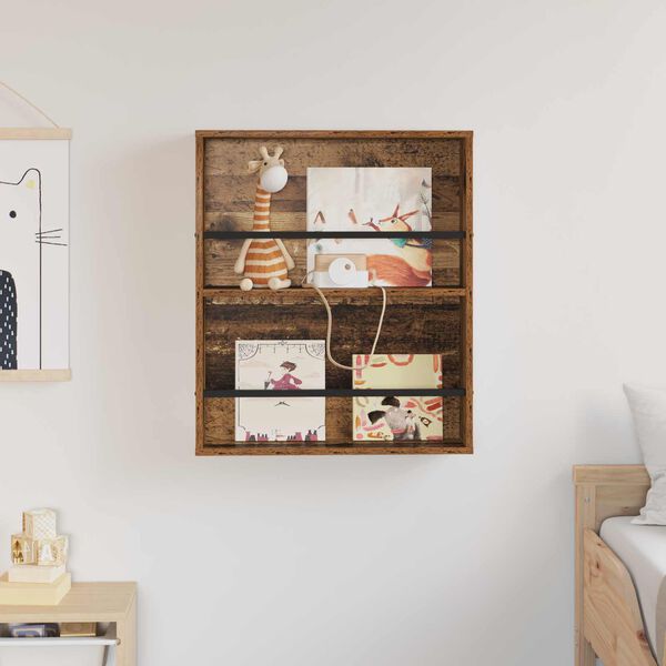 vidaXL Reg&aacute;l na časopisy Star&eacute; drevo 60 x 12 x 70 cm Kompozitn&eacute; drevo