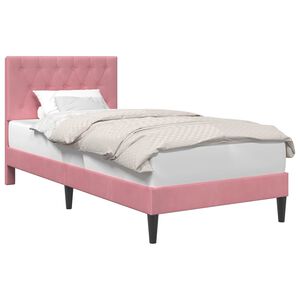 vidaXL R&aacute;m postele s čelnou doskou Ružov&aacute; 100 x 200 cm Zamat
