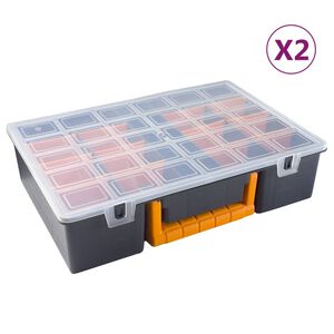 vidaXL Box na s&uacute;čiastky 2 ks s priehradkami 360x250x85 mm PP