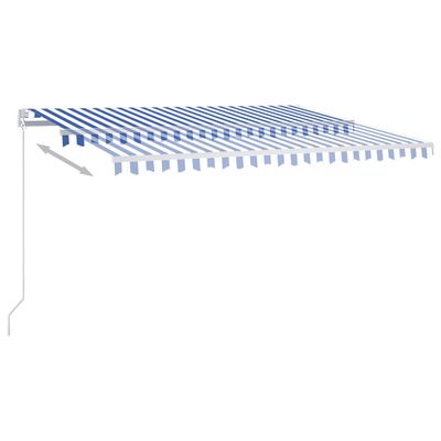 vidaXL Automaticky zaťahovacia markíza so stĺpikmi 4,5x3 m modro-biela