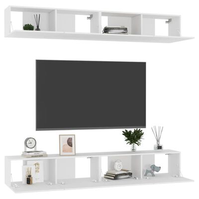 vidaXL 4-dielna súprava TV skriniek biela 100x30x30 cm drevotrieska
