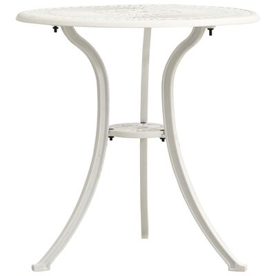 vidaXL Záhradný stôl biely 62x62x65 cm liaty hliník