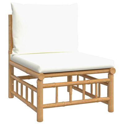 vidaXL 2-dielna záhradná sedacia súprava krémovobiele vankúše bambus