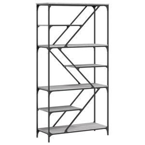 vidaXL Knižnica siv&aacute; sonoma 91x36x176 cm kompozitn&eacute; drevo a oceľ