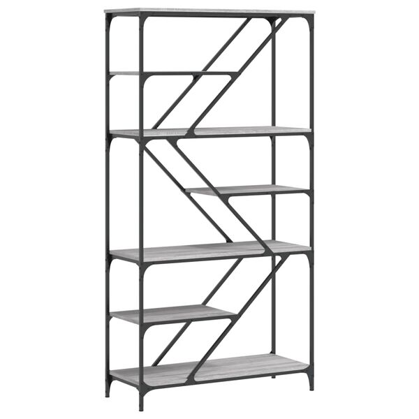 vidaXL Knižnica sivá sonoma 91x36x176 cm kompozitné drevo a oceľ