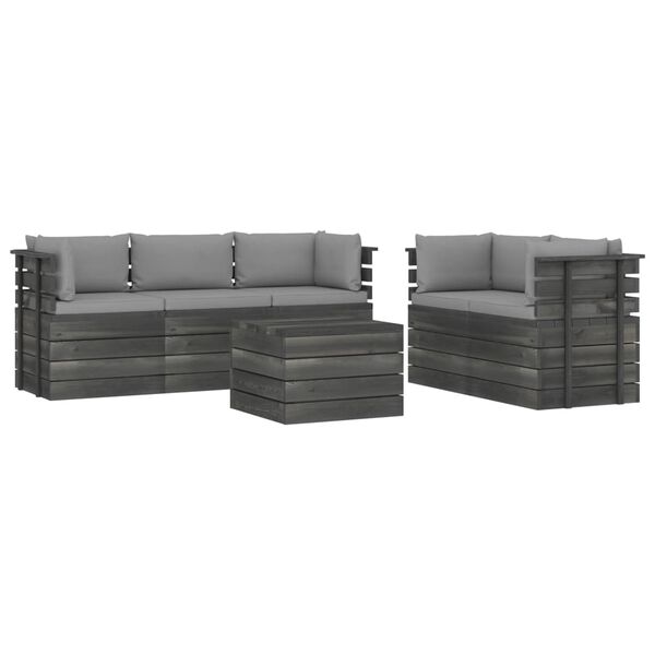 vidaXL 6-dielna z&aacute;hradn&aacute; sedacia s&uacute;prava z paliet s podložkami borovica