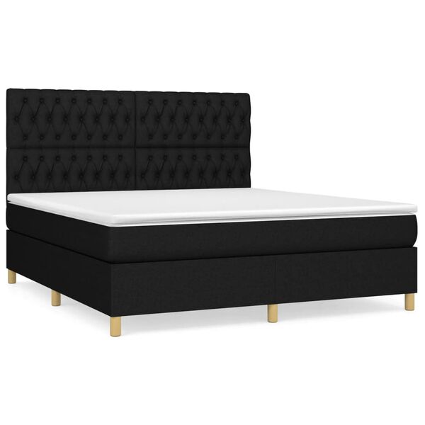 vidaXL Posteľn&yacute; r&aacute;m boxspring s matracom čierny 180x200 cm l&aacute;tka