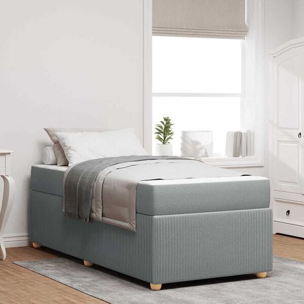 vidaXL R&aacute;m postele s matracmi Svetlosiv&aacute; 90 x 190 cm l&aacute;tka