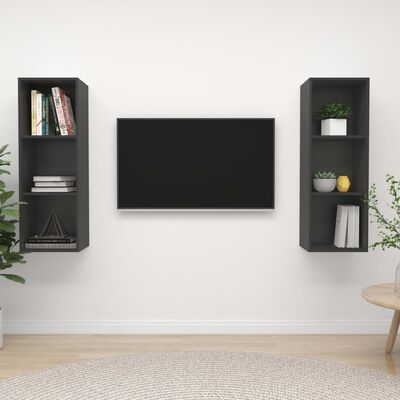 vidaXL Nástenné TV skrinky 2 ks sivé drevotrieska