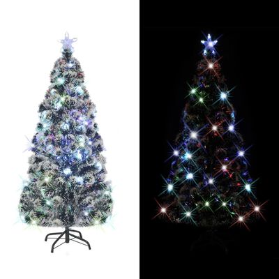 vidaXL Osvetlený vianočný stromček so stojanom 210 cm, optické vlákno