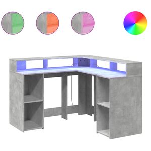 vidaXL St&ocirc;l s LED svetlami bet&oacute;novo siv&yacute; 130x130x91cm kompozitn&eacute; drevo
