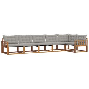 vidaXL Z&aacute;hradn&aacute; s&uacute;prava gaučov s vank&uacute;&scaron;om 6 pcs Pr&iacute;rodn&aacute; a svetlosiv&aacute;