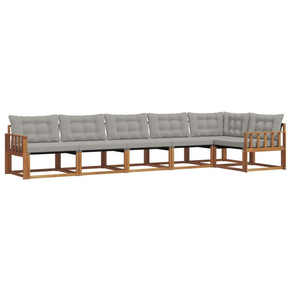 vidaXL Z&aacute;hradn&aacute; s&uacute;prava gaučov s vank&uacute;&scaron;om 6 pcs Pr&iacute;rodn&aacute; a svetlosiv&aacute;