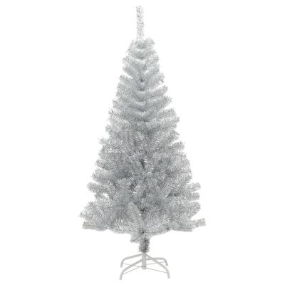 vidaXL Umelý vianočný stromček so stojanom, strieborný 120 cm, PET