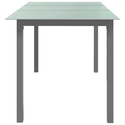 vidaXL Záhradný stôl bledosivý 150x90x74 cm hliník a sklo