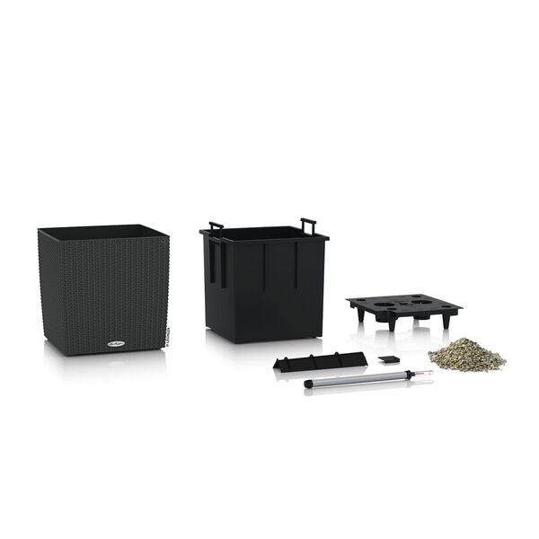 LECHUZA Kvetin&aacute;č CUBE Cottage 40 ALL-IN-ONE granitov&yacute;