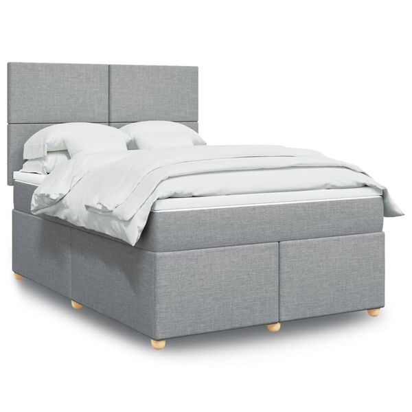 vidaXL Boxspring posteľ s matracom svetlosiv&aacute; 100x200 cm l&aacute;tka