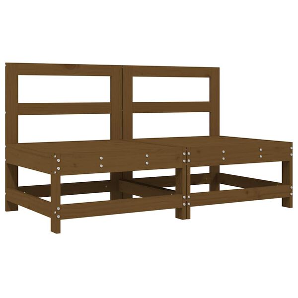 vidaXL Stredové pohovky s vankúšmi 2 ks medové borovicový masív