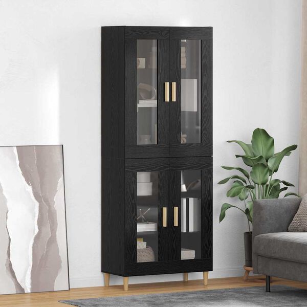 vidaXL Highboard Čierny dub 69,5 x 34 x 180 cm Kompozitn&eacute; drevo