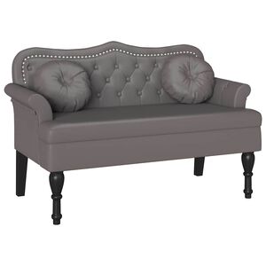 vidaXL Chesterfield lavica Siv&aacute; 120,5 x 65 x 75 cm Umel&aacute; koža