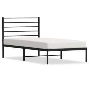 vidaXL Kovov&yacute; r&aacute;m postele s čelom čierny 75x190 cm