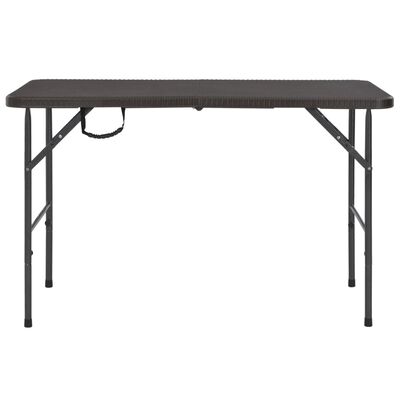vidaXL Skladací záhradný stôl,hnedý 120x60x74cm, HDPE, ratanový vzhľad
