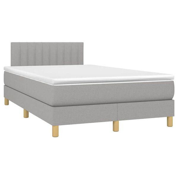 vidaXL Boxspring posteľ s matracom a LED, svetlosiv&aacute; 120x190 cm, l&aacute;tka