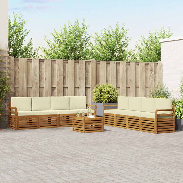 vidaXL S&uacute;pravy pohoviek 9 pcs Pr&iacute;rodn&aacute; a kr&eacute;mov&aacute; Pevn&eacute; ak&aacute;ciov&eacute; drevo