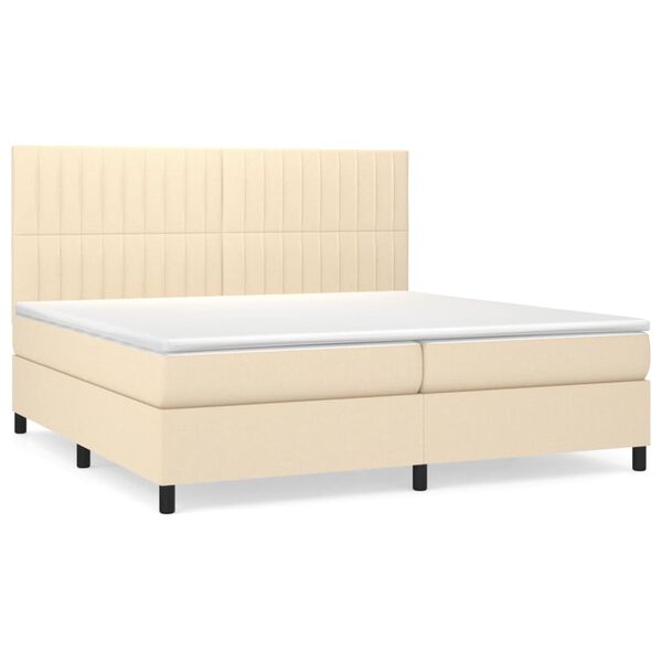 vidaXL Boxspring posteľ s matracom kr&eacute;mov&aacute; 200x200 cm l&aacute;tka