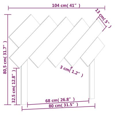vidaXL Čelo postele 104x3x80,5 cm masívna borovica