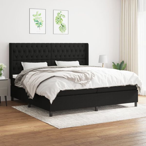 vidaXL Boxspring posteľ s matracom čierna 200x200 cm l&aacute;tka