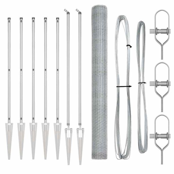 vidaXL Stĺp na plot. Strieborná 10 x 1,6 m (13 mm sieť) Oceľ