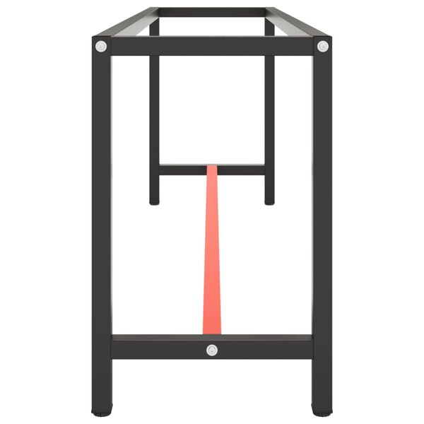 vidaXL Rám pracovného stola matný čierny a červený 210x50x79 cm kovový