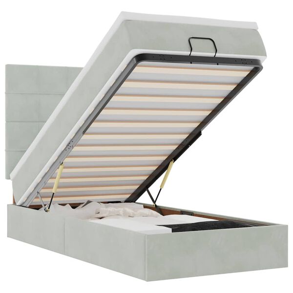 vidaXL Osmansk&yacute; r&aacute;m postele s matracmi svetlosiv&aacute; 100x200 cm zamat