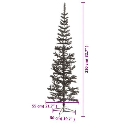 vidaXL Úzky vianočný stromček čierny 210 cm