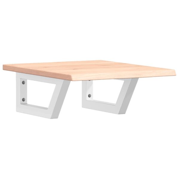 vidaXL Polica pod umývadlo, nástenná, oceľ a dubový masív