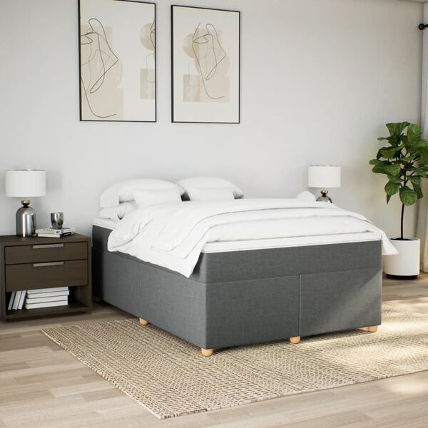 vidaXL Boxspring posteľ s matracom tmavosiv&aacute; 160x200 cm l&aacute;tka