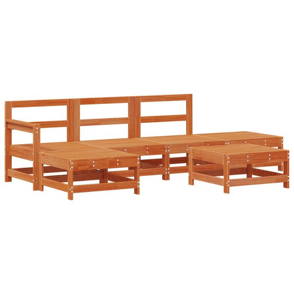 vidaXL Z&aacute;hradn&yacute; lounge set 6 pcs Voskov&aacute; Hned&aacute; Mas&iacute;vna borovica