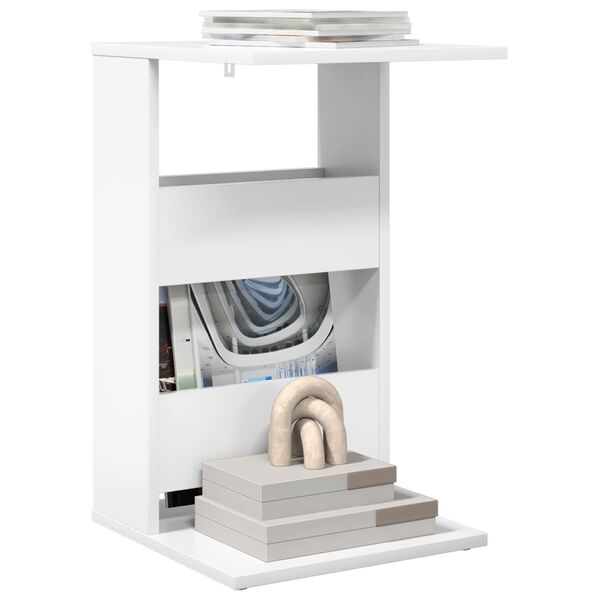 vidaXL Bočn&yacute; st&ocirc;l Biela 40 x 35 x 60,5 cm Kompozitn&eacute; drevo