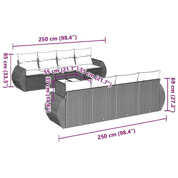vidaXL 9-dielna z&aacute;hradn&aacute; jed&aacute;lensk&aacute; sada s vank&uacute;&scaron;mi čierna polyratan