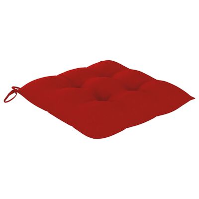 vidaXL Jedálenské stoličky 4 ks červené podložky tíkový masív