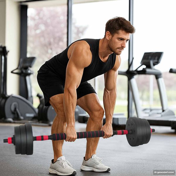 vidaXL 2-v-1 set činiek a činky 30kg Čierna a červen&aacute;