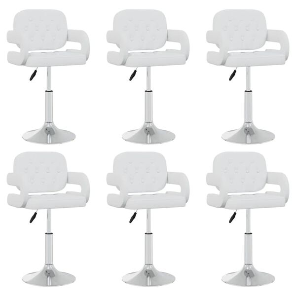 vidaXL Otočné jedálenské stoličky 6 ks biele umelá koža