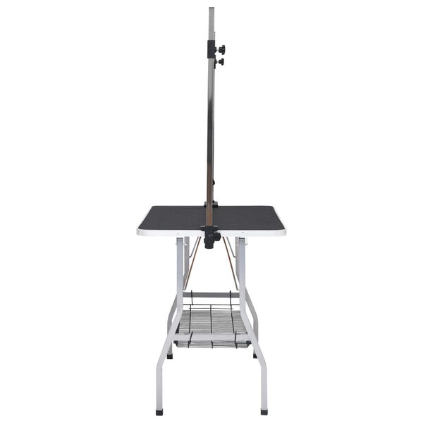 vidaXL Nastaviteľn&yacute; trimovac&iacute; st&ocirc;l pre psa s 2 slučkami a ko&scaron;&iacute;kom