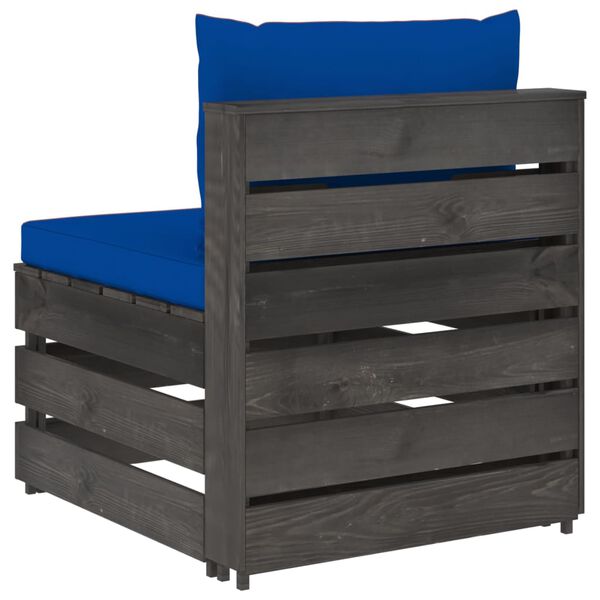 vidaXL Sekčná stredová pohovka s vankúšmi sivá impregnované drevo